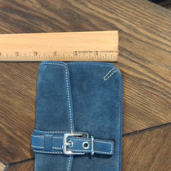 Coach Blue Suede Wristlet/ FLAWED - Picture 10 of 10